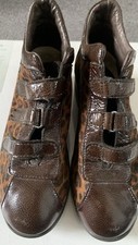 Ruco Line leopard print, ladies ankle boots Wedge Heel Trainers Black women 39