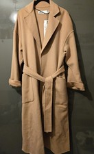 Zara Camel Wool Blend Long Coat With Belt Size XS