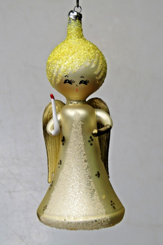 Vintage glass angel candle - w,