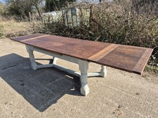 12/14 Seater Antique Oak Shabby Chic Painted Extending Dining Table 11FT!!!