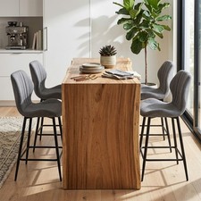 4x Linen Bar Stools Metal Leg
