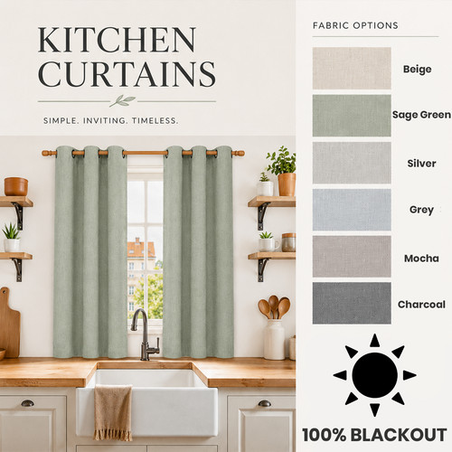 Linen style blackout curtain - linen,