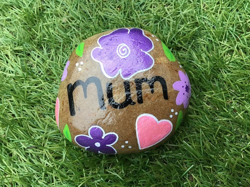 Hand painted pebble stone - painted, mum