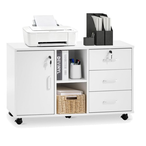 White lockable mobile file - mobile,