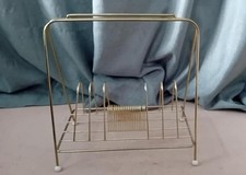 Mid Century, Gold Metal LP & EP Vinyl Record Storage Rack, Atomic Style 