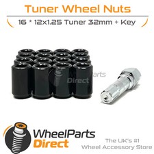 Wheel Nuts (16) Tuner Black for Nissan Cube [Mk3] 08-19 on Aftermarket Wheels