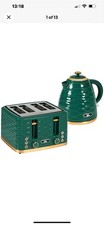 HOMCOM Kettle & Toaster Set, 1.7L/4-Slice, Rapid Boil, Green,