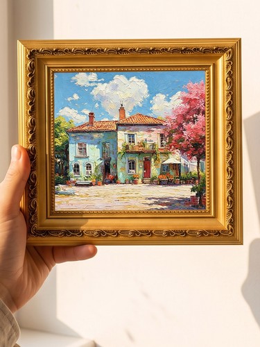 Colourful country villa oil - country,