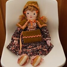 Collectable Handmade Rag Doll 24" Vintage Style With Accessories 