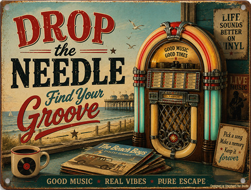 Vinyl record tin sign retro - record,