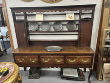 Georgian Oak Welsh Dresser with Plate Rack 18th Century Antique Brass Handlez