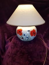 Italian Nuova Ceramica Vicenza Table Lamp Hand Painted Signed Poppy Cornflower
