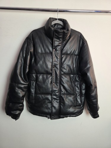 Zara black faux leather - zara, puffer