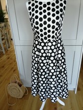 Debenhams Retro Rockabilly Style Petticoat Dress 10 Black White Spot 