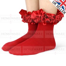 Girls frilly satin ankle socks - girls,