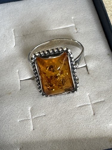 Silver amber 925 sterling - silver,