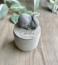 Personalised Rabbit Urn / Handmade Concrete Pet Ashes Memorial Bunny Keepsake