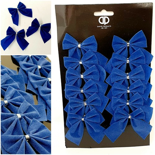 12x navy blue velvet bows - 12x,