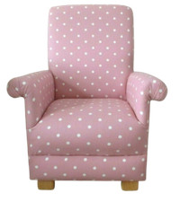 Pink Spot Fabric Child's Chair Polka Dot Shabby Chic Dotty Kids Nursery Bedroom