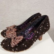 Irregular Choice Shoes Dazzle 2nd Razzle Brown Fluffy Soft Heels UK 3 36 Fab