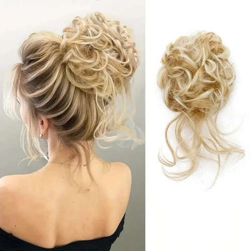 Curly real human messy bun - human,
