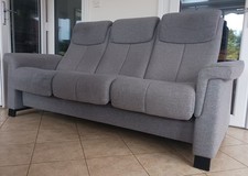 Stressless Grey Fabric 3 Seater Reclining Sofa & Stool RRP £2400 Bargain!!!
