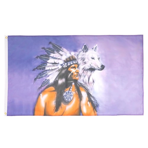 Flag indian with - flag, wolf