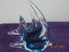 Blue & Clear Glass Angel Fish  Solid Glass. Light Blue