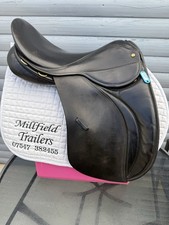 17.5 Inch 8.5 Inch D To D Black Leather Saddle. Unbranded