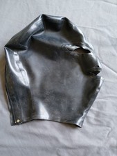 Black Latex Rubber Gummi Hood Open Eyes and Mouth 0.4mm