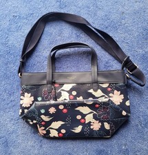 Navy Blue Radley Leather Tote Bag/Handbag. Birds & Flowers.  BNWOT.