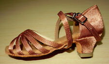 Girl's Satin Latin Dance Shoes, Standard Salsa Ballroom, Brown, UK 9.5, Eur 27.5