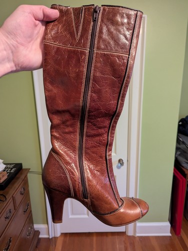 Vintage leather side zip boots - zip,