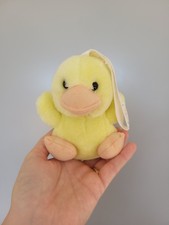 Pride & Joy Squeaky Duck Plush Soft Toy 4" with Hanging Ribbon