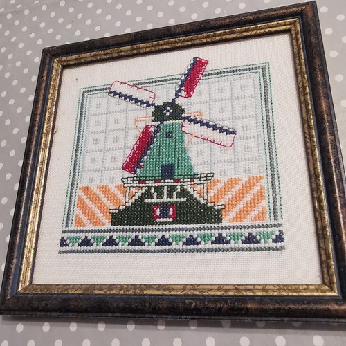 Small vintage framed tapestry - vintage,