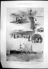 Old Hms Terrible War Taking Board Cordite Ammunition And Stores 1898 Victorian