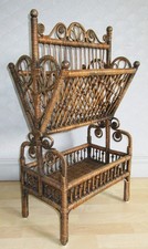 Antique C19th Bamboo Wicker Magazine Rack. Manner of Heywood Bros-Wakefield? USA