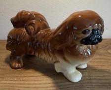 Charming Vintage Pekinese Dog Ceramic Ornament Figurine 
