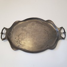 Orivit Antique Pewter Art Nouveau serving tray Jugendstil c1900 Germany #2177