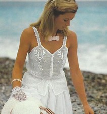 Ladies Crochet Summer Top Pattern 32-40" Perle 8 cotton 876