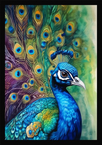 Peacock art tranquil framed - art,