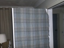 laura ashley cranbourne check duck egg throw, 140 x 180 cms