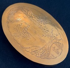 ANTIQUE DUTCH 18TH CENTURY BRASS TOBACCO TIN / ENGRAVED CIRCA 1770s