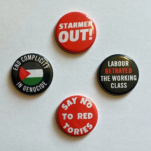 Anti labour protest badges - protest,