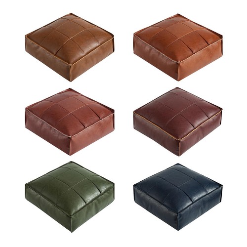 Leather pouf cover ottoman - pu,