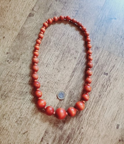 Chunky wooden bead necklace - ,