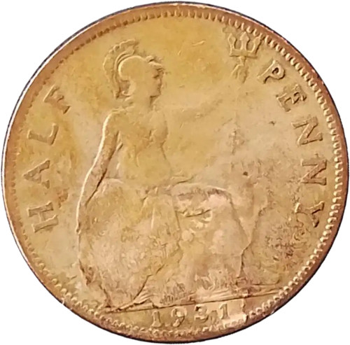 1931 half penny - george, v
