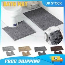 2 Piece Loop Bath Mat Ultra Soft Bathroom Rug Anti Slip Toilet Rug Pedestal Set