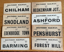 8 SOUTHERN RAILWAY LUGGAGE LABELS - TO VARIOUS OPEN KENT STATIONS - SET 2