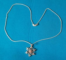 QVC DIAMONIQUE, SILVER, SNOWFLAKE PENDENT NECKLACE